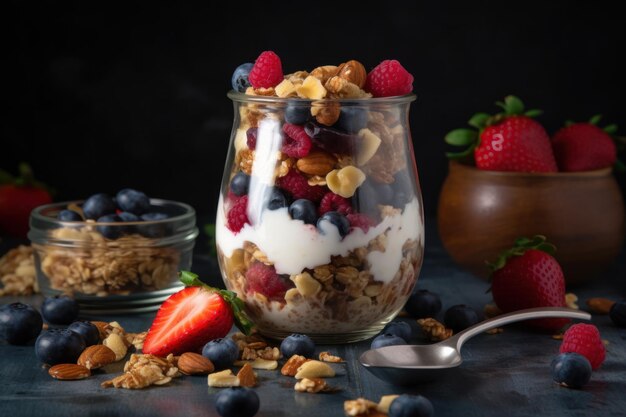 Granola nuts berries dessert Generate Ai