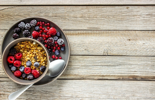 Granola with berries. 