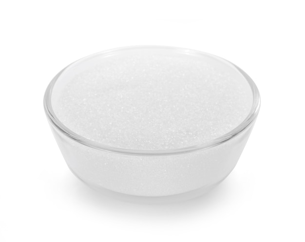 Granulated sugar isolated on white background.