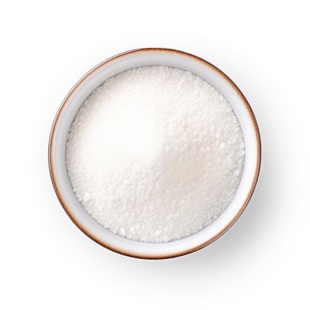 Granulated sugar top view isolated on white background