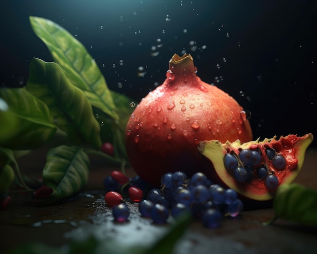 Grap Fruit with studio background garden background