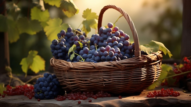 Grape basket wine nature