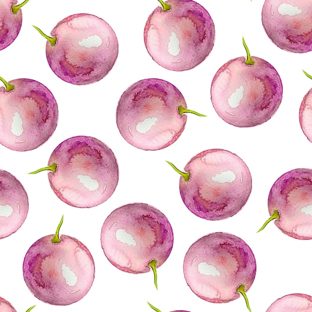 Grape berry watercolor seamless pattern