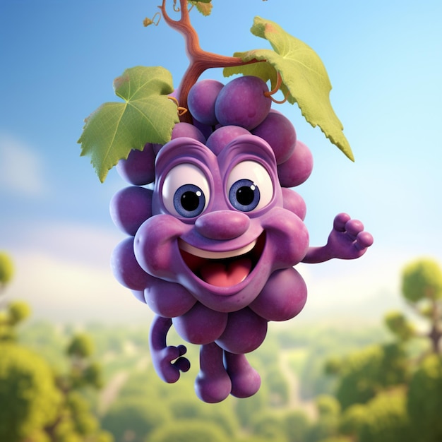 Photo grape fruit animated character