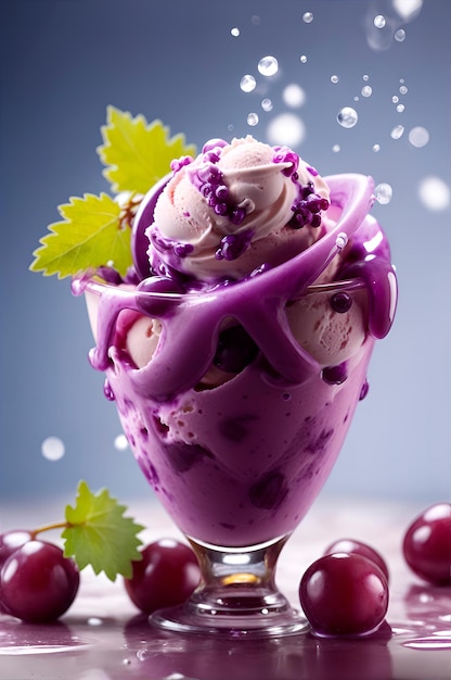 grape ice cream with grape splash