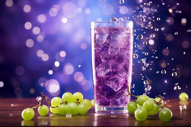 Photo grape juice on abstract background