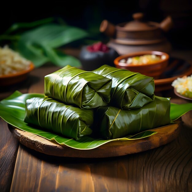 Photo a grape leaves in the table