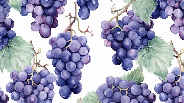 Grape Pattern In Watercolour Style