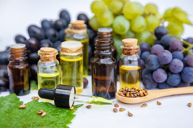 Grape seed oil in a small bottle