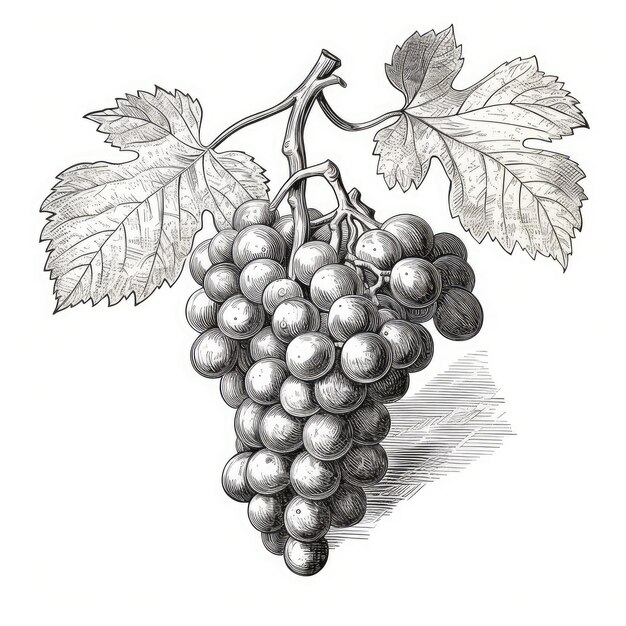 Photo grape sketch hand drawn vine grapes sketched vineyard design engraving berries ink fruits