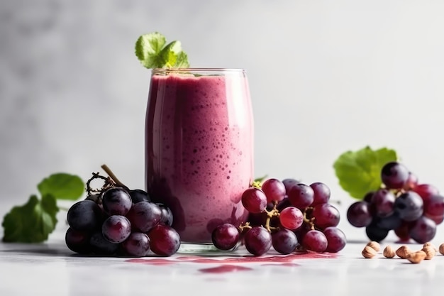 Grape Smoothie On White Background Generative AI