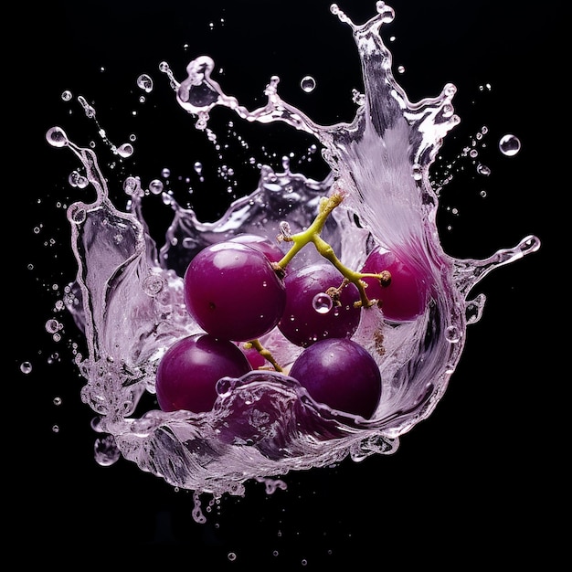 grape water splashes captured in an abstract and artistic manner Generative AI