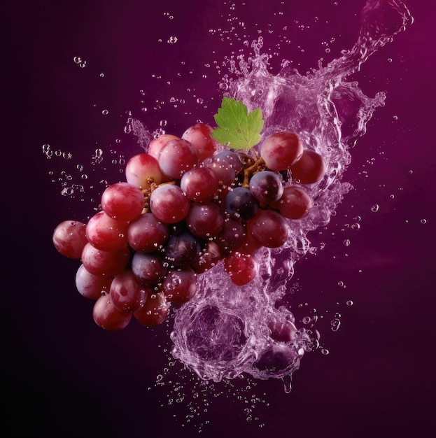 Grape with a water splash