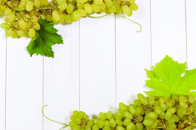 Grape on wooden background