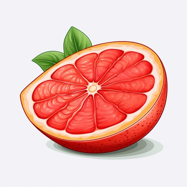 Grapefruit 2d cartoon illustraton op witte achtergrond hoog