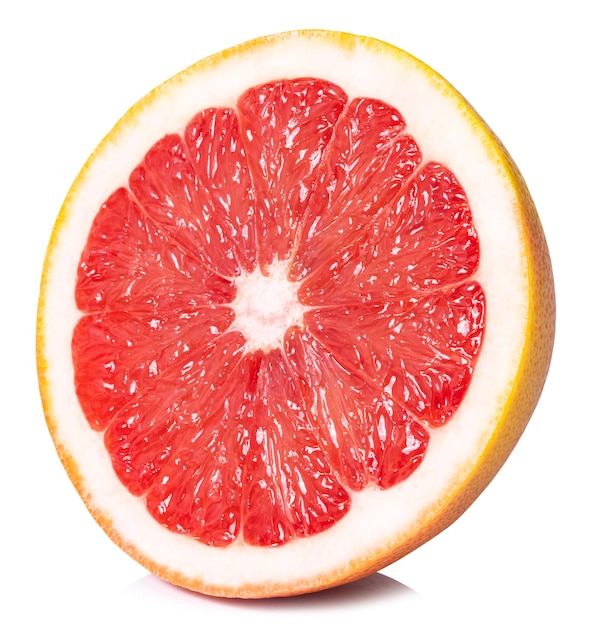 写真 クリッピングパスと白い背景に分離されたグレープフルーツ柑橘系の果物
