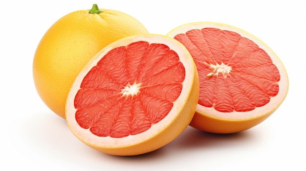 Photo grapefruit and citrus seasonal fruit isolated on white symbolizing freshness and gourmet excellence