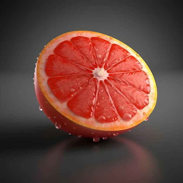 Photo grapefruit on a dark background 3d illustration isolated