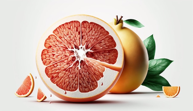 Grapefruit fresh fruit organic squeezed citrus produce white background picture AI generated art