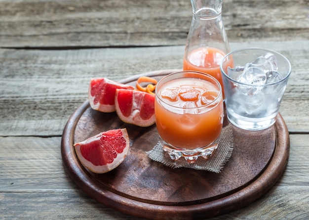 Grapefruit fresh on the wooden table