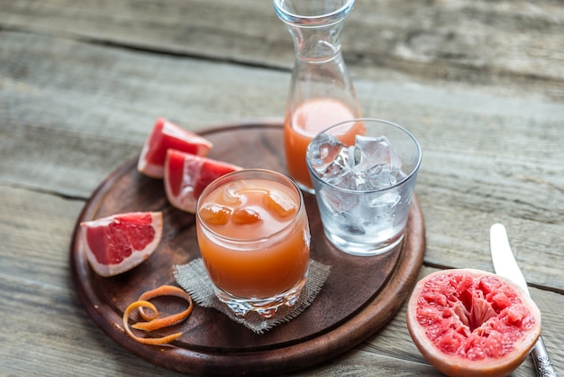 Grapefruit fresh on the wooden table