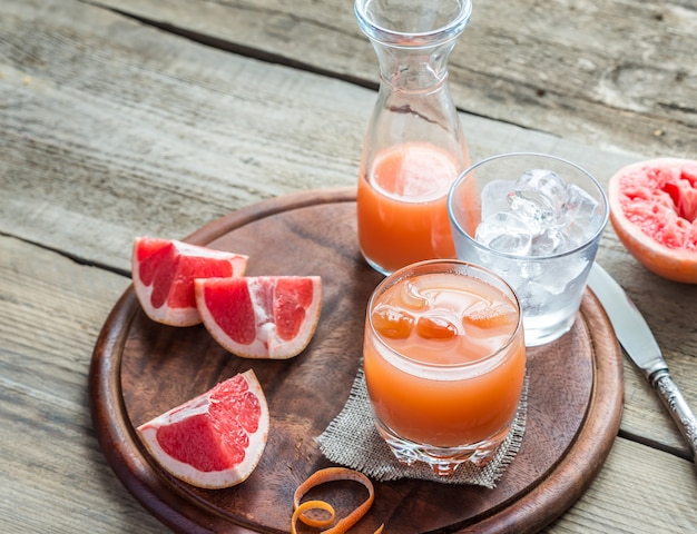 Grapefruit fresh on the wooden table