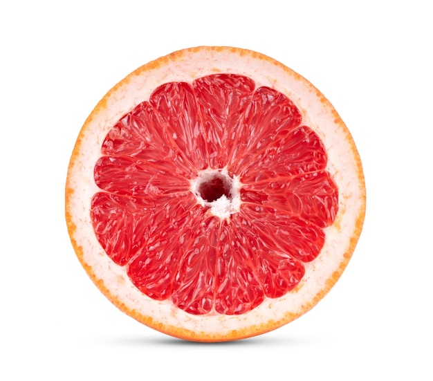 Grapefruit half geïsoleerd op witte achtergrond