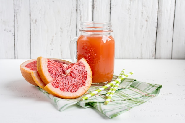 Grapefruit juice in a jar