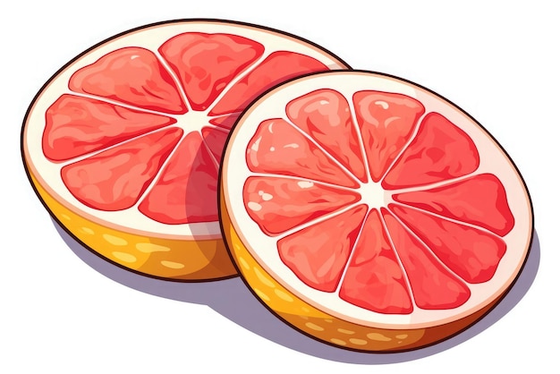 Grapefruit manga stijl vector illustratie sticker zwarte omtrek witte achtergrond.