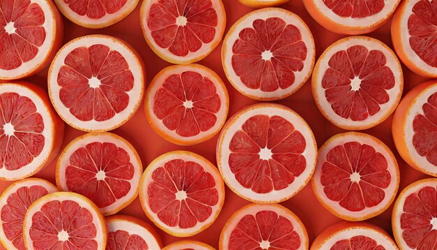 Grapefruit red juicy slices background top view of a delicious fresh food