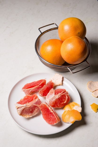 Grapefruit in a sieve