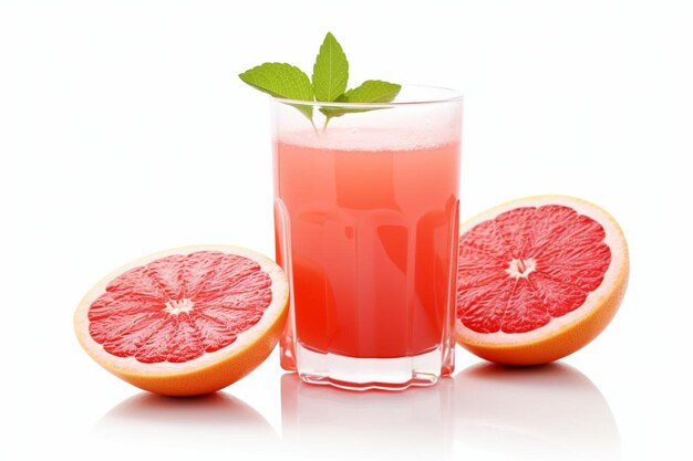 Grapefruit smoothie beverage juice in glass isolated on white background Healthy