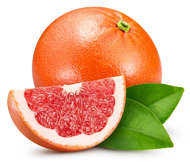 Grapefruit Verse biologische grapefruit geïsoleerd op witte achtergrond Grapefruit macro Met uitknippad