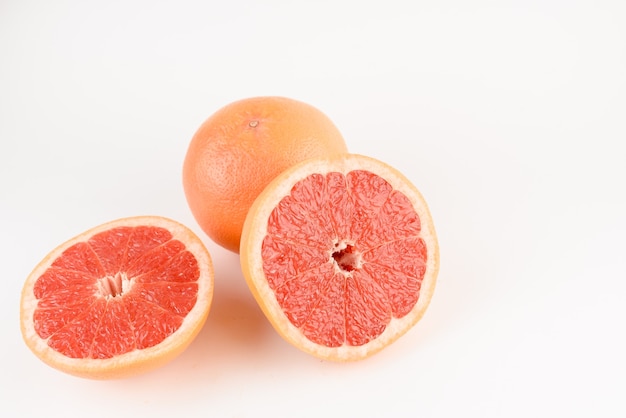 Grapefruit on white surface