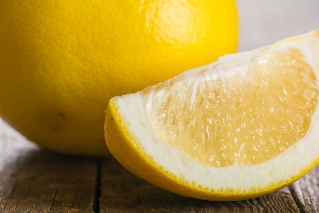 Grapefruit on a wooden table