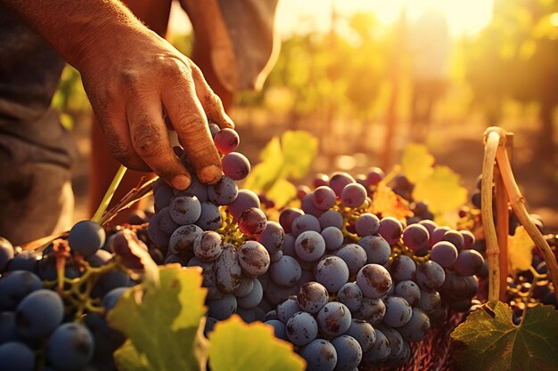 Grapes being harvested by hand