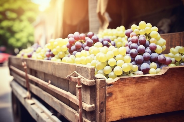Grapes being transported in crates
