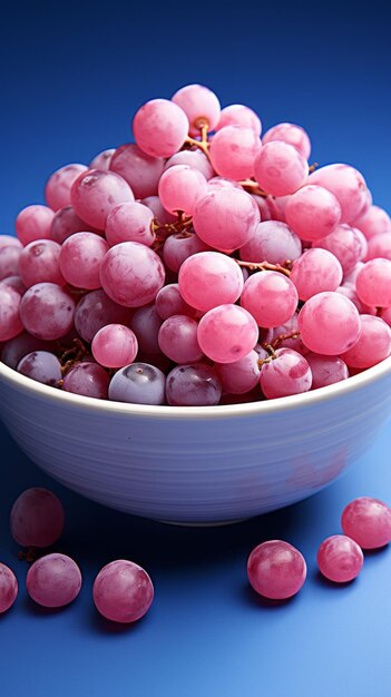 Grapes in a bowl on a dark blue background Generative AI