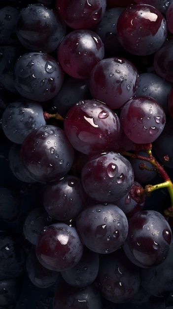 Grapes in a bowl with water drops