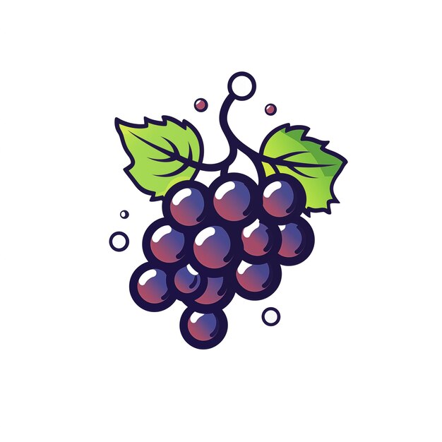 Grapes cartoon icon jpg logo art isolated on white background Generated AI