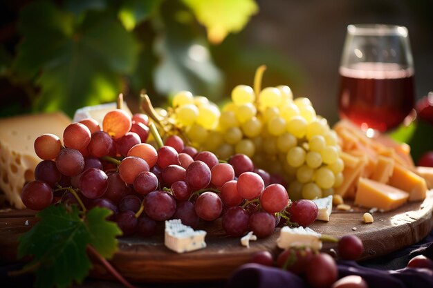 Grapes and cheese selection