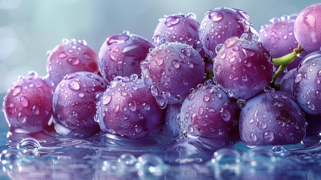 Photo grapes covered in water droplets