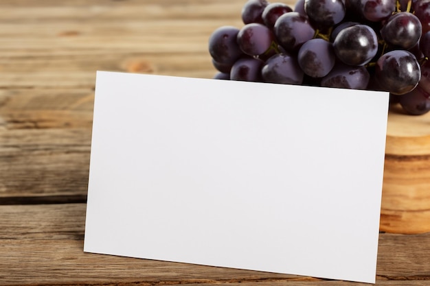 Photo grapes of design white paper mockup enhanced by the juicy allure of fresh grapes