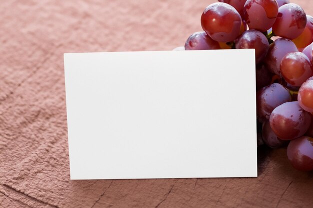 Photo grapes of design white paper mockup enhanced by the juicy allure of fresh grapes