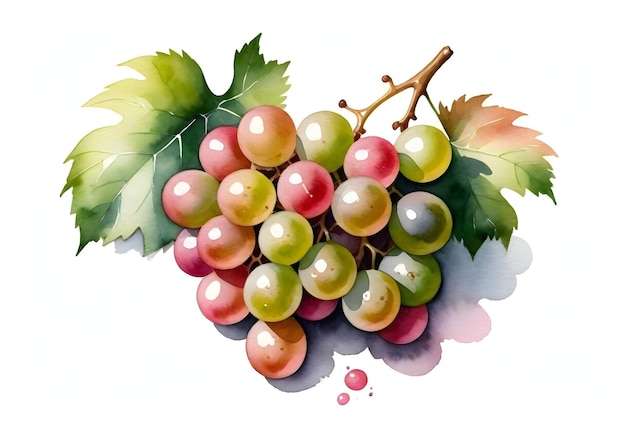 Grapes Digital Painting Isolated Fruits Illustration Background Graphic Vegan Food Design