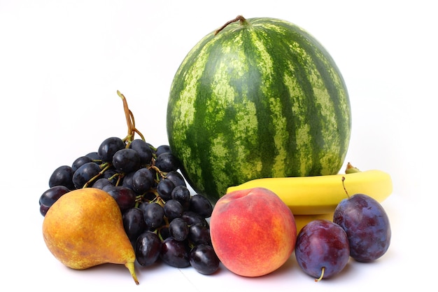 Grapes and fruits isolated