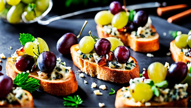 Grapes and Gorgonzola A Flavorful Bruschetta Medley