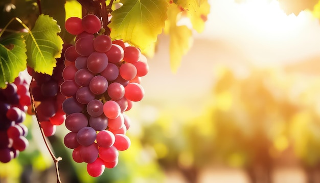 Grapes grow on a plantation in an eco farm