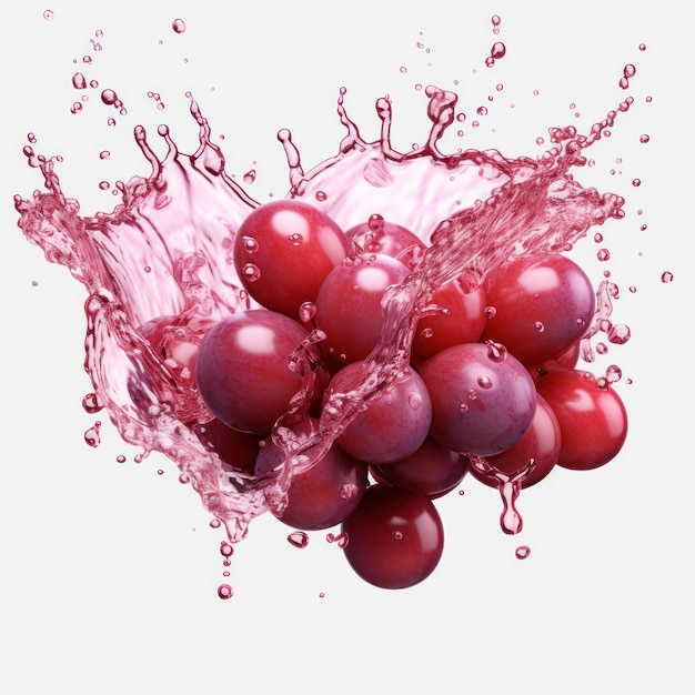 grapes illustration water splash and character