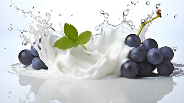 grapes in milk splash Generative AI